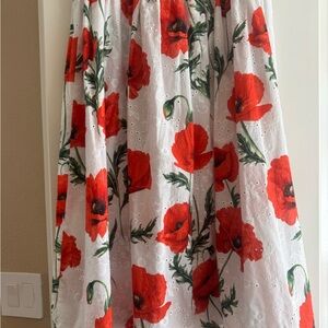 Floral Red and White Skirt
